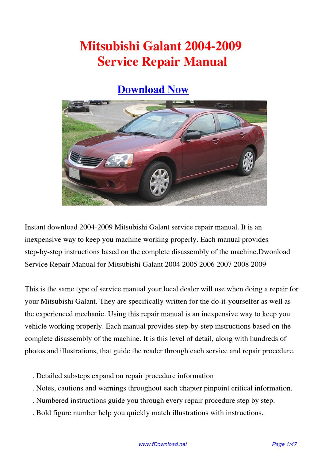 Mitsubishi Mirage Repair Manual Free Download